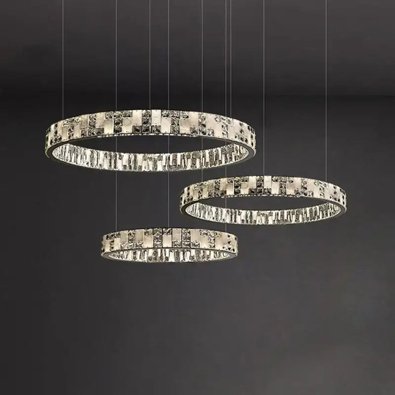 Modern crystal lustre circle chandelier dining room pendant light