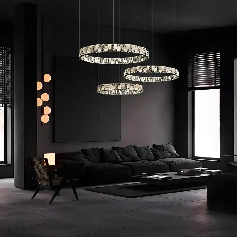 Modern crystal lustre circle chandelier dining room pendant light