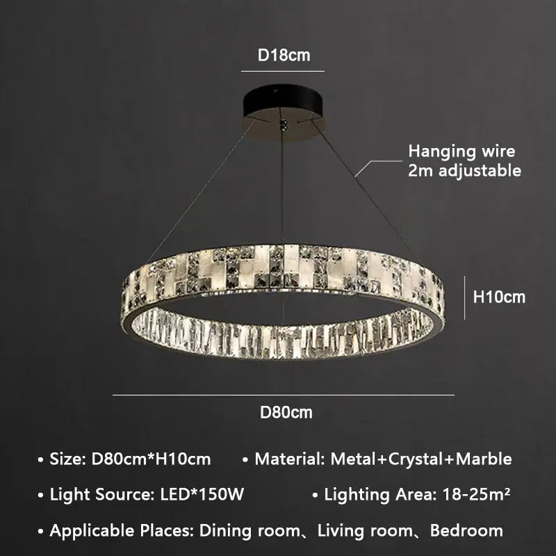 Modern crystal lustre circle chandelier dining room pendant light