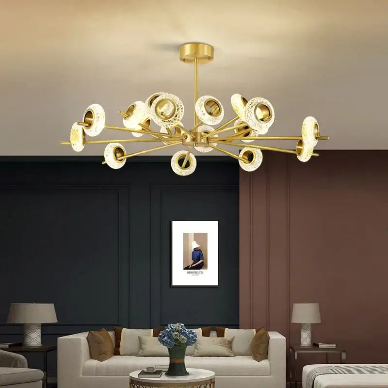 Modern gold crystal lustre led chandelier for dining room