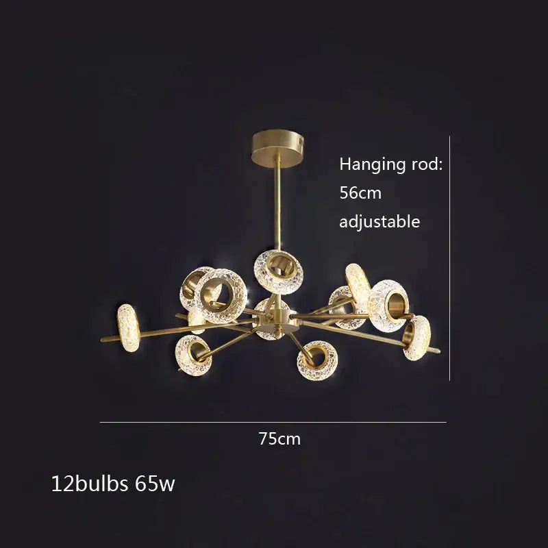 Modern gold crystal lustre led chandelier for dining room