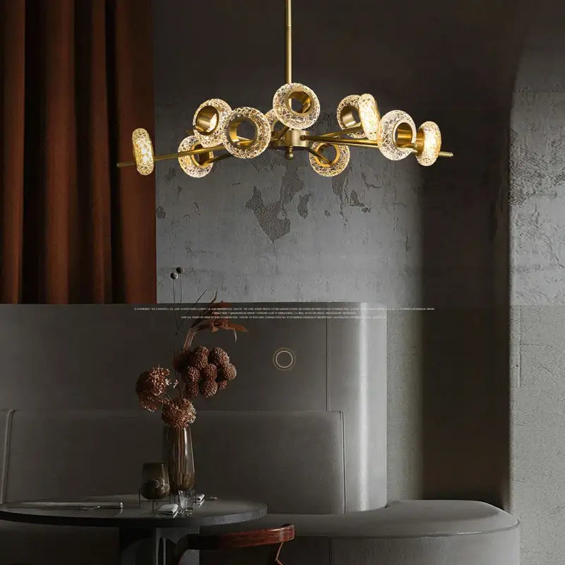 Modern gold crystal lustre led chandelier for dining room