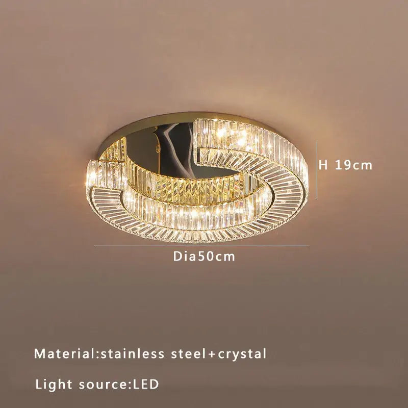 Modern gold led ceiling lamp dining room crystal luxe chandelier
