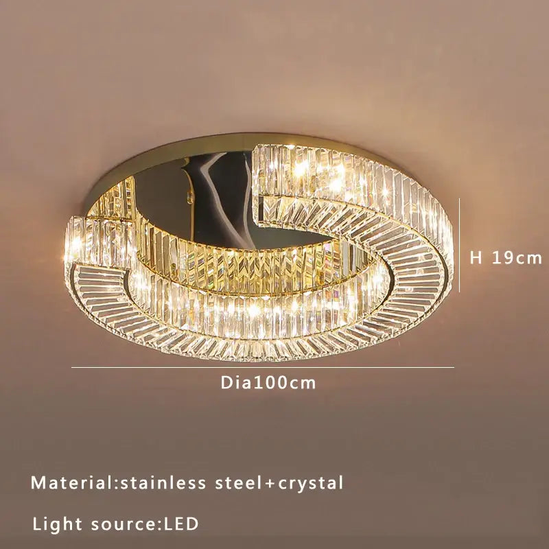 Modern gold led ceiling lamp dining room crystal luxe chandelier