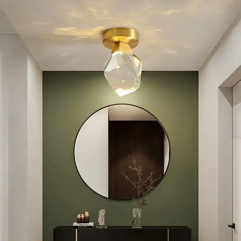 Modern gold crystal luxe ceiling lamp for corridor