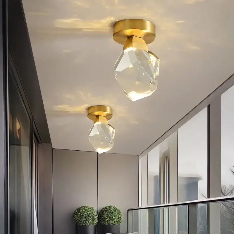 Modern gold crystal luxe ceiling lamp for corridor