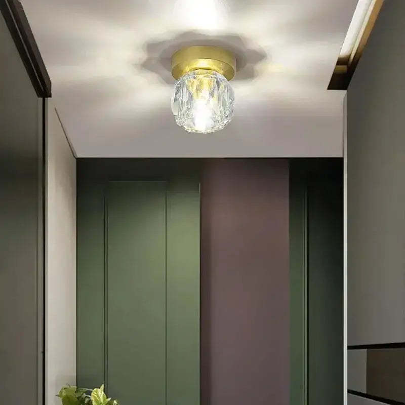 Modern gold crystal luxe ceiling lamp for corridor