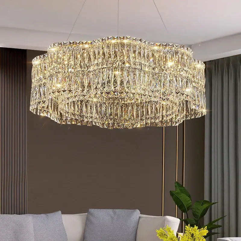 Decorbites crystal luxe multi-tiered gold chandelier living room light