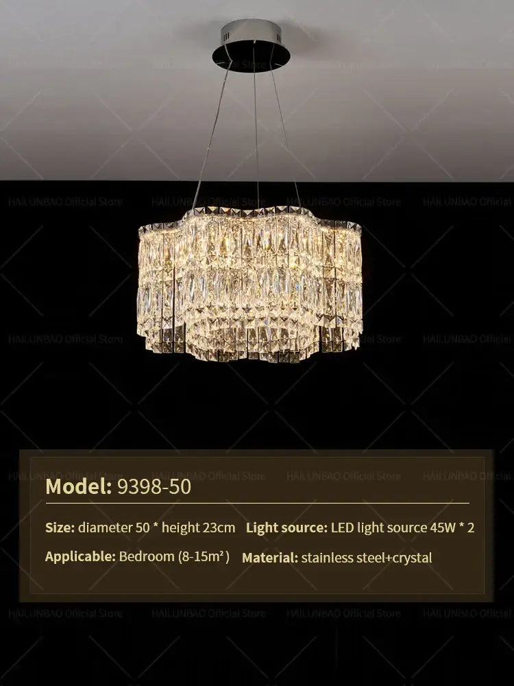 Decorbites crystal luxe multi-tiered gold chandelier living room light