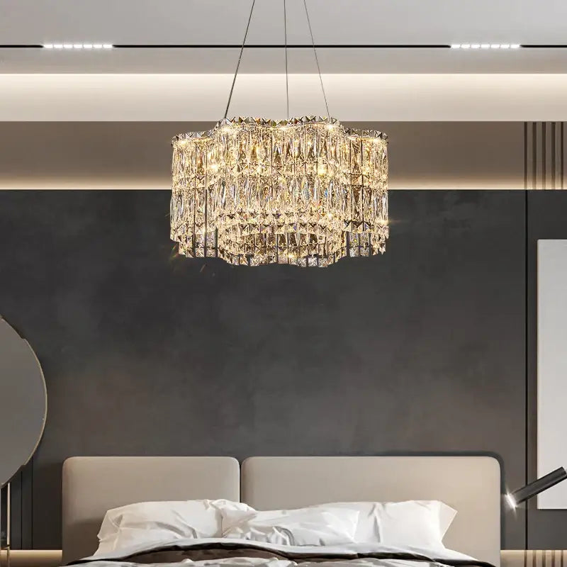 Decorbites crystal luxe multi-tiered gold chandelier living room light
