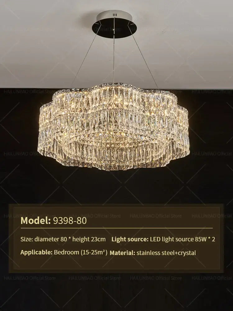 Decorbites crystal luxe multi-tiered gold chandelier living room light