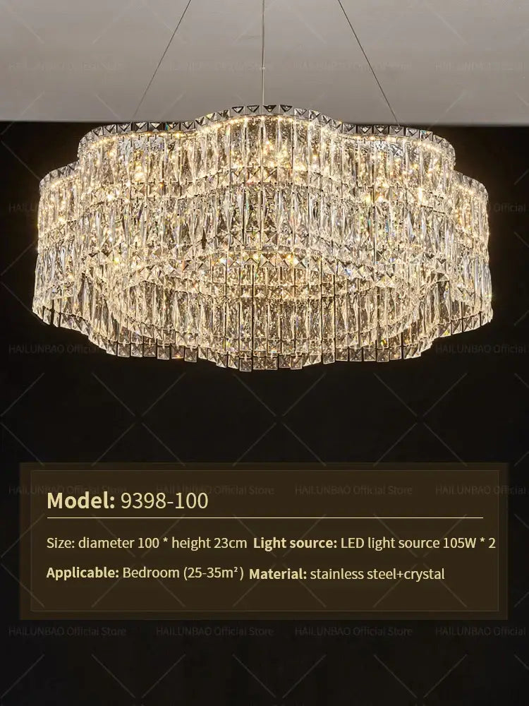 Decorbites crystal luxe multi-tiered gold chandelier living room light