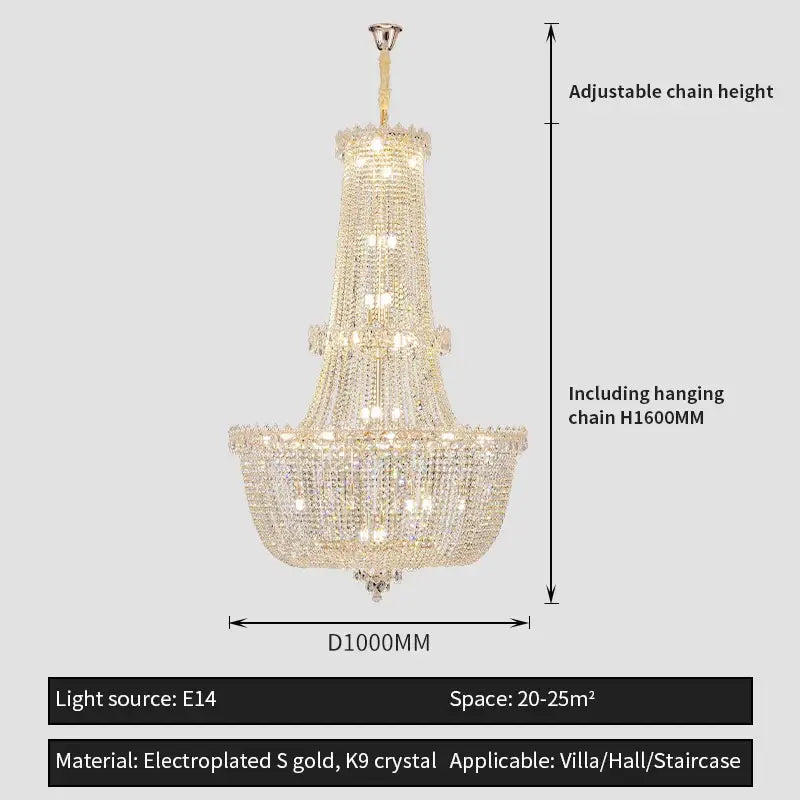 Modern european crystal luxe chandelier living room multi tiered light