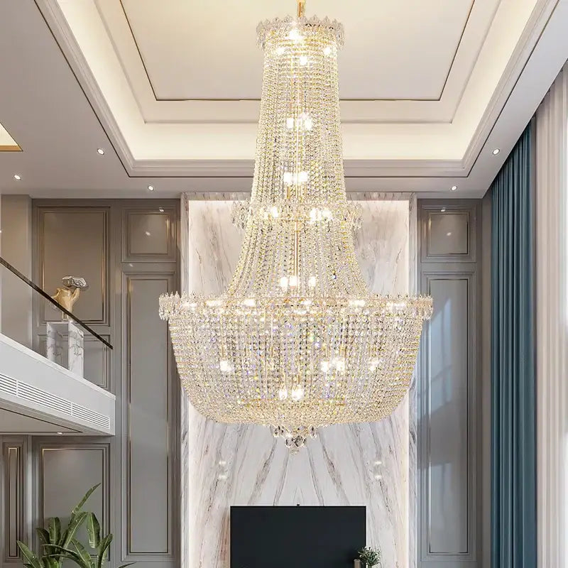 Modern european crystal luxe chandelier living room multi tiered light
