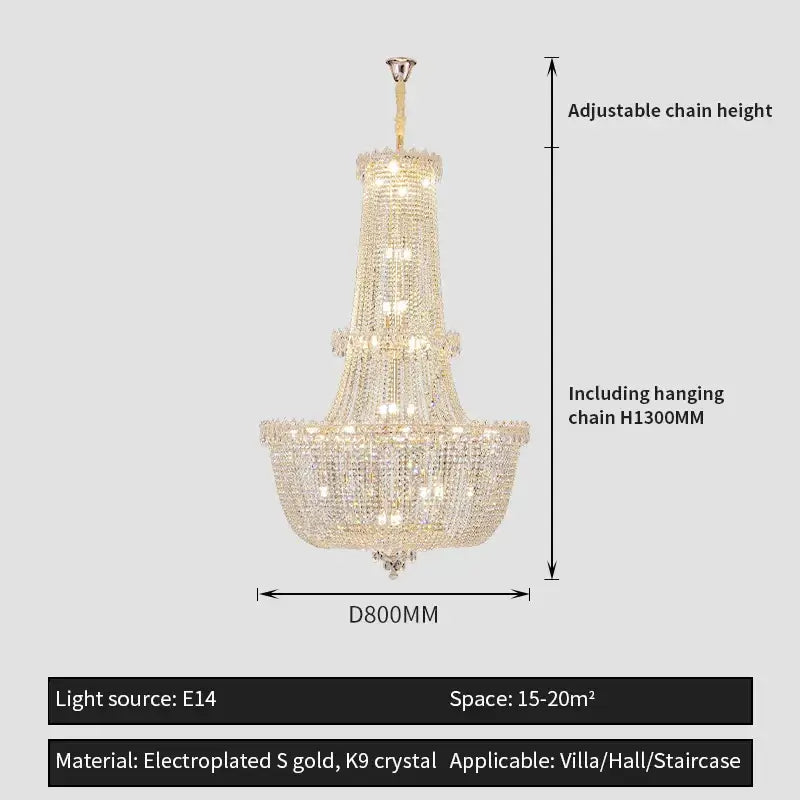 Modern european crystal luxe chandelier living room multi tiered light