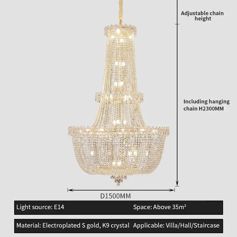 Modern european crystal luxe chandelier living room multi tiered light