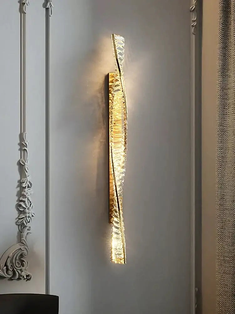 Glamorous gold crystal luxe wall sconce bedroom lighting