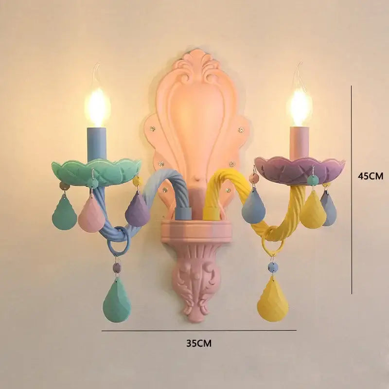 Pastel rainbow crystal luxury candle chandelier dining room pendant
