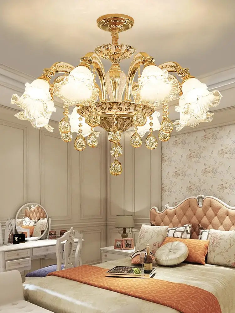 Modern gold crystal luxury ceiling chandelier for living room