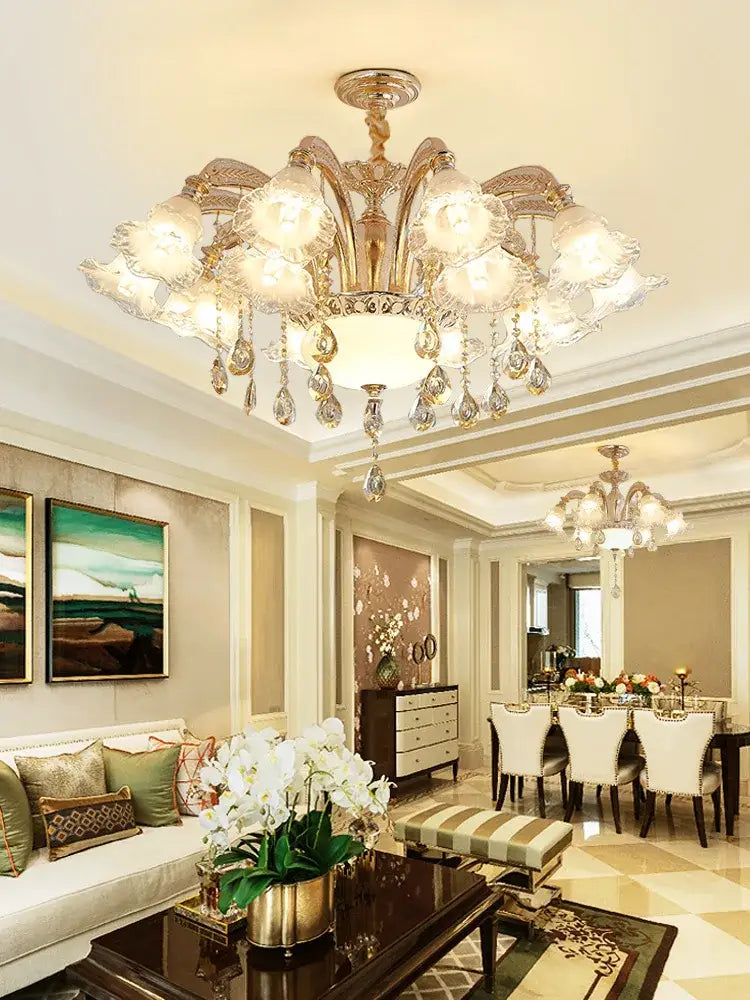 Modern gold crystal luxury ceiling chandelier for living room