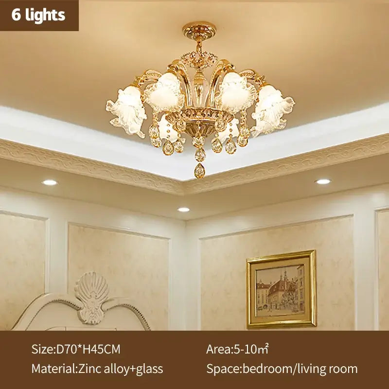 Modern gold crystal luxury ceiling chandelier for living room
