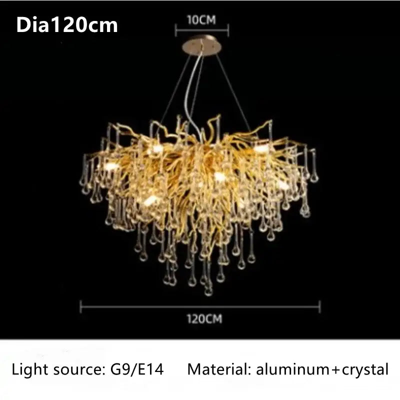 Modern gold crystal luxury ceiling chandelier for dining room