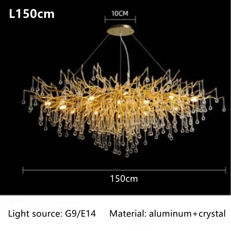 Modern gold crystal luxury ceiling chandelier for dining room