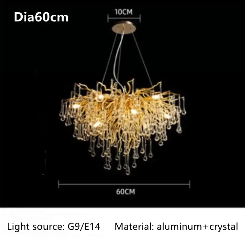 Modern gold crystal luxury ceiling chandelier for dining room