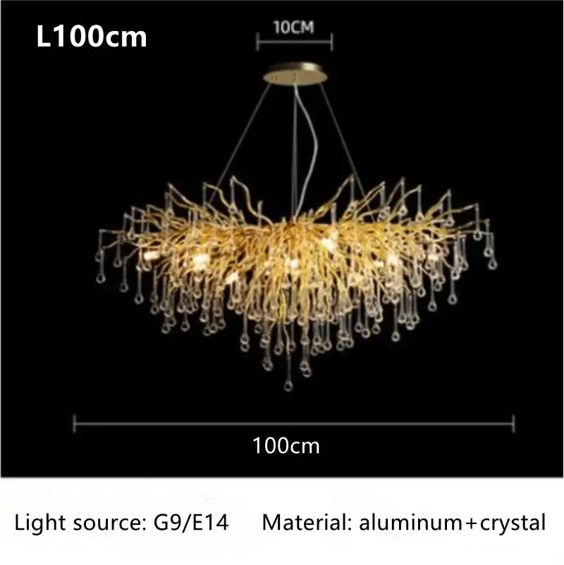 Modern gold crystal luxury ceiling chandelier for dining room