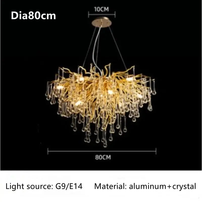 Modern gold crystal luxury ceiling chandelier for dining room