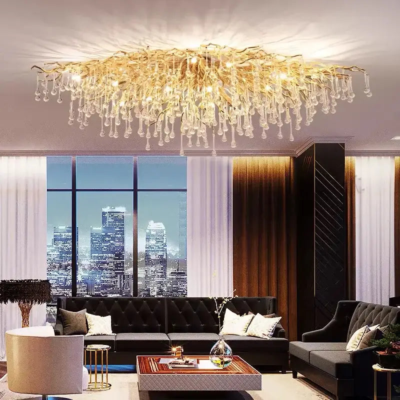 Modern gold crystal luxury ceiling chandelier for dining room