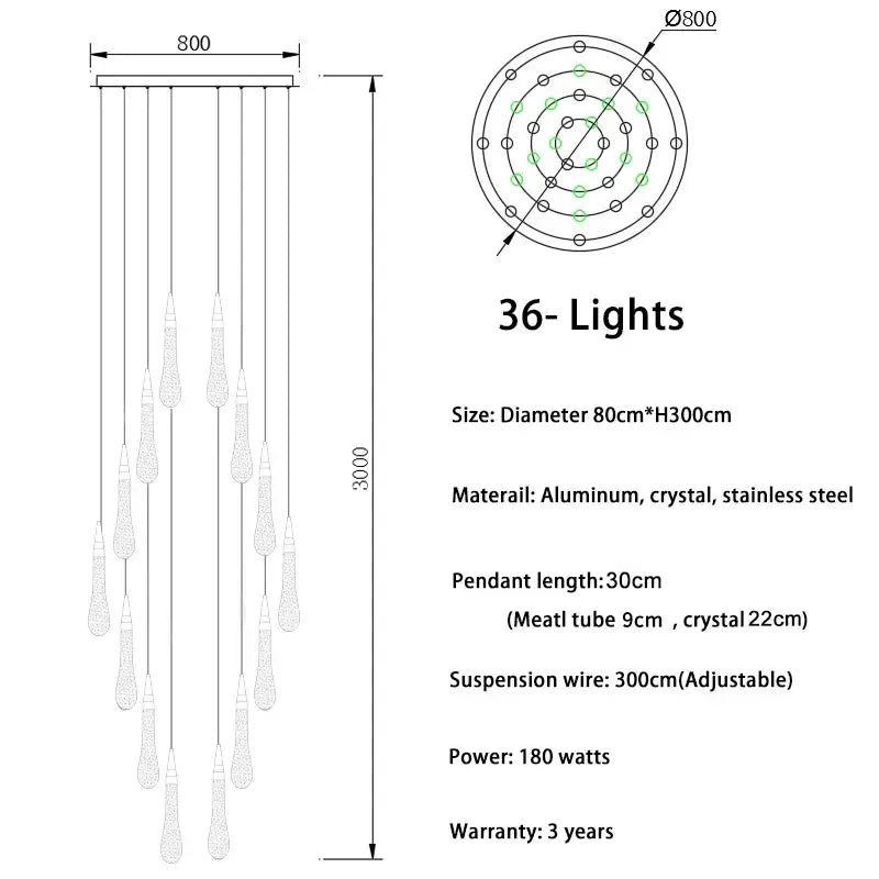 Modern gold crystal luxury ceiling chandelier staircase pendant light