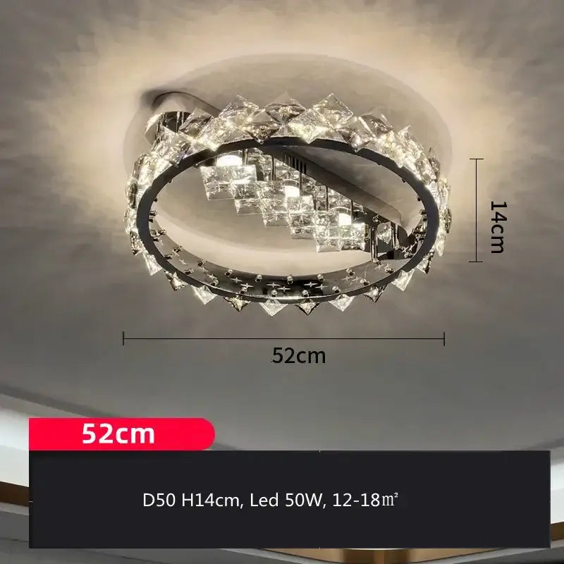 Modern chrome crystal luxury ceiling light living room led glow