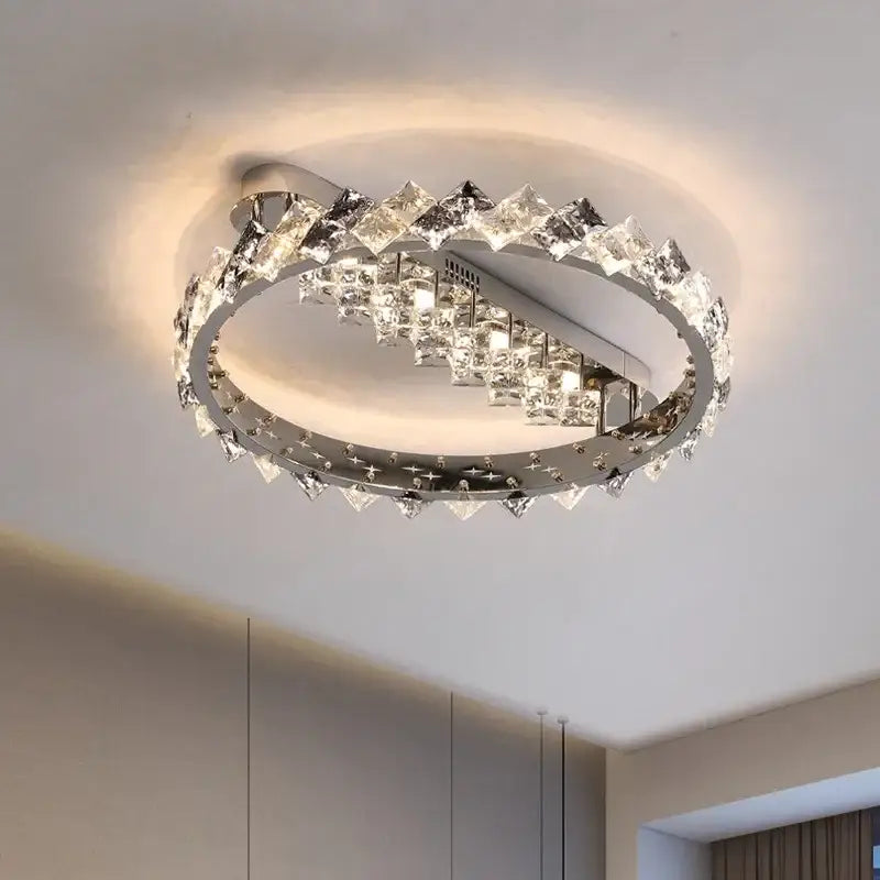 Modern chrome crystal luxury ceiling light living room led glow