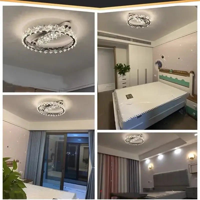 Modern chrome crystal luxury ceiling light living room led glow