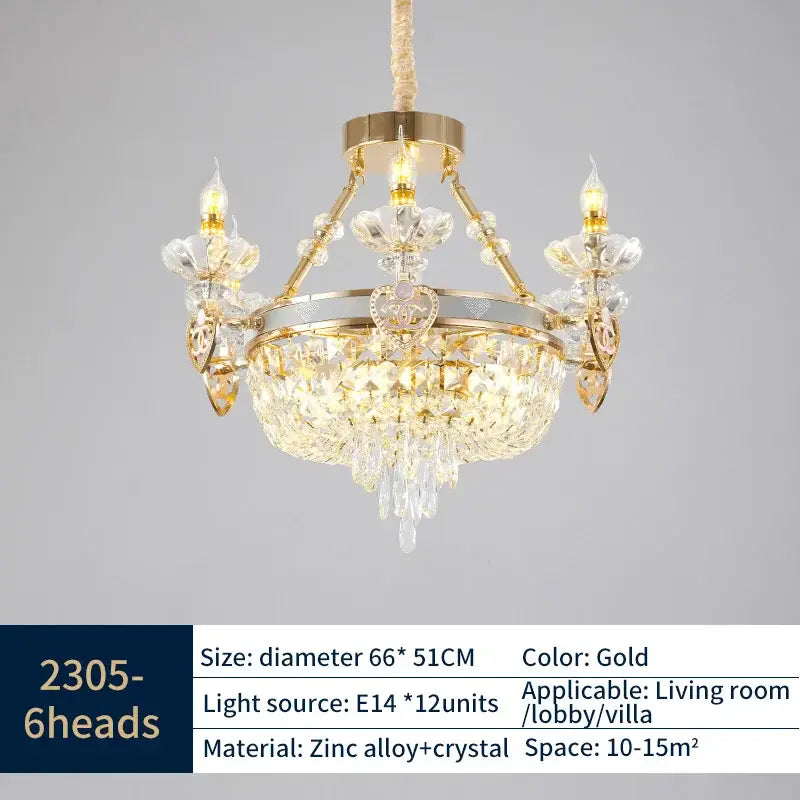 Decorbites crystal luxury gold chandelier for living room