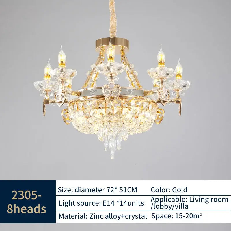Decorbites crystal luxury gold chandelier for living room