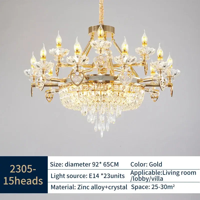 Decorbites crystal luxury gold chandelier for living room