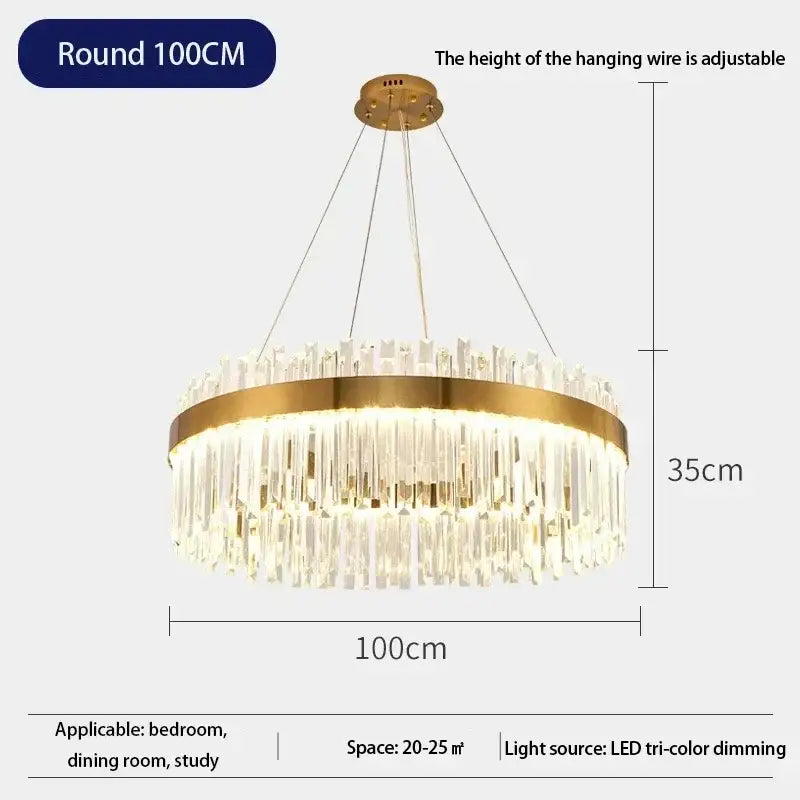 Modern gold luxury modest crystal chandelier dining room light