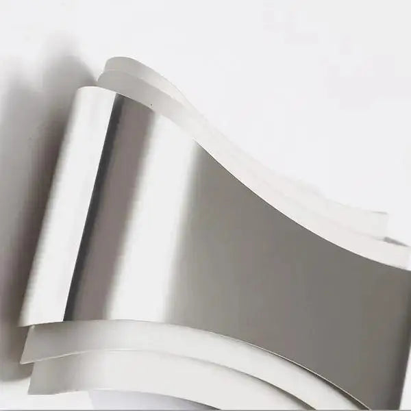 Curved modern wall sconce brushed stainless steel living room light
