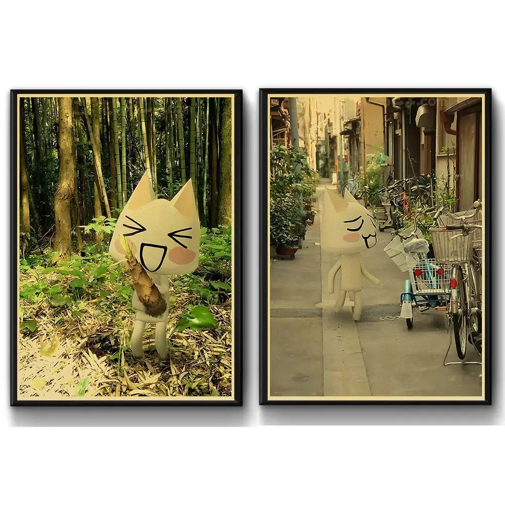 Cute 3d cat poster whimsical white cartoon art for bedroom decor