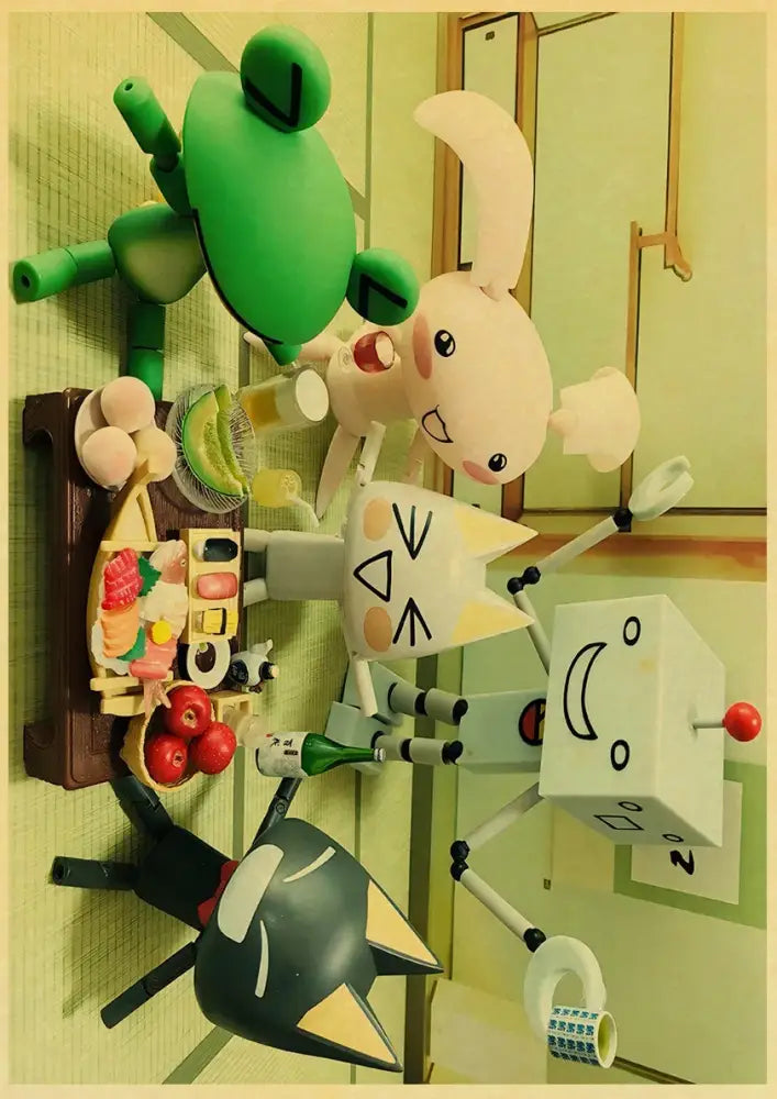 Cute 3d cat poster whimsical white cartoon art for bedroom decor