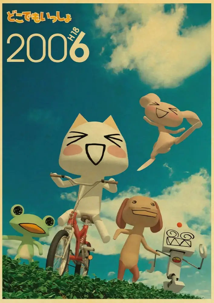Cute 3d cat poster whimsical white cartoon art for bedroom decor
