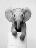 Cute animals canvas framed black & white bathroom wall art set