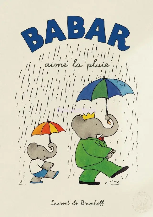 Cute elephant taking bath cartoon wall art kids room poster