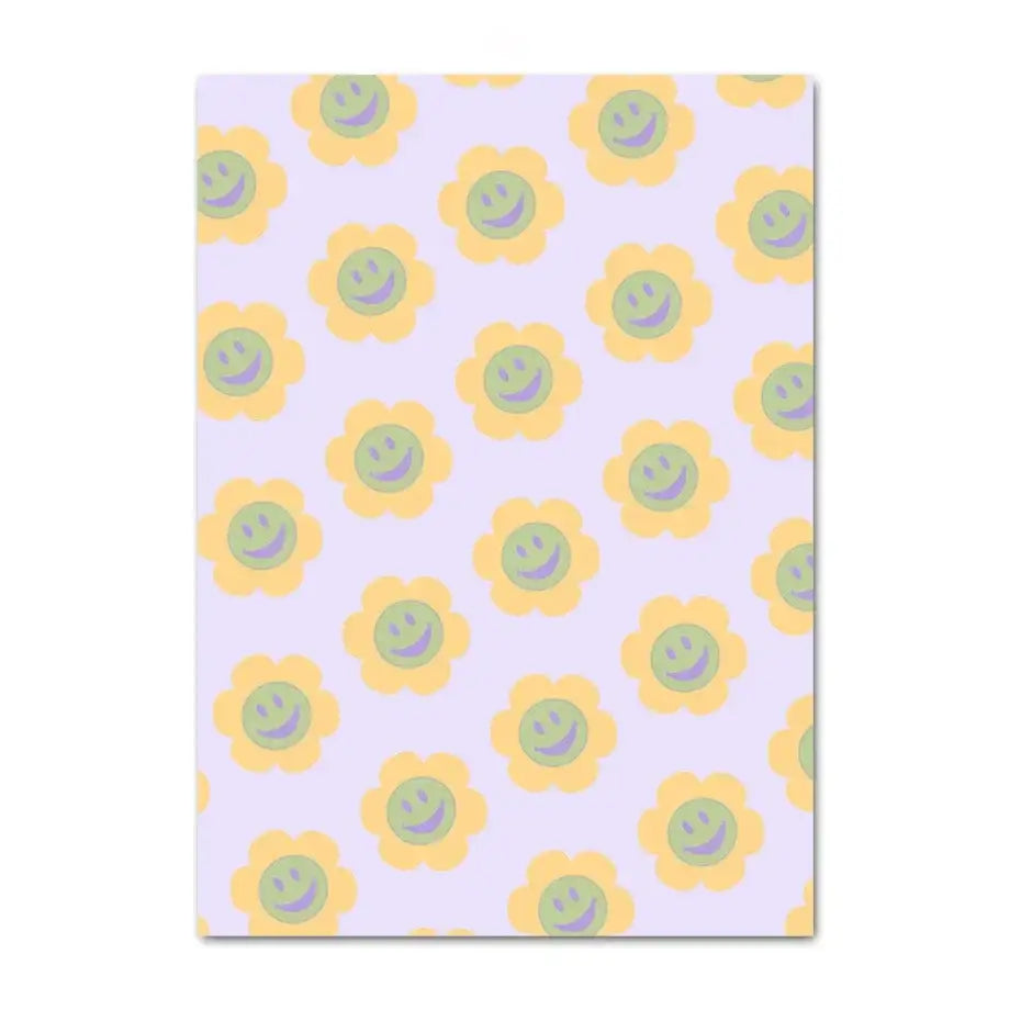 Danish pastel pink & yellow peace sign flower canvas bedroom wall art