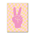 Danish pastel pink & yellow peace sign flower canvas bedroom wall art
