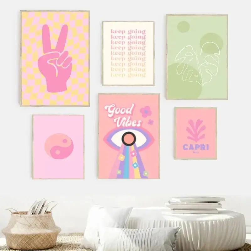 Danish pastel lavender smiley flower wall art for bedroom