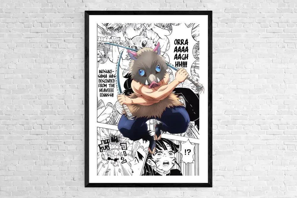 Framed demon slayer canvas poster set bedroom wall decor