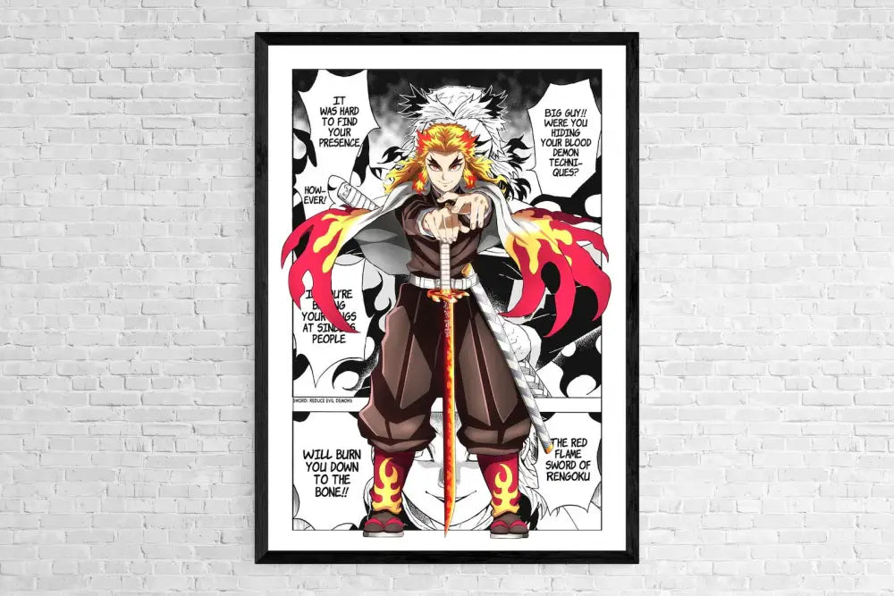 Framed demon slayer canvas poster set bedroom wall decor
